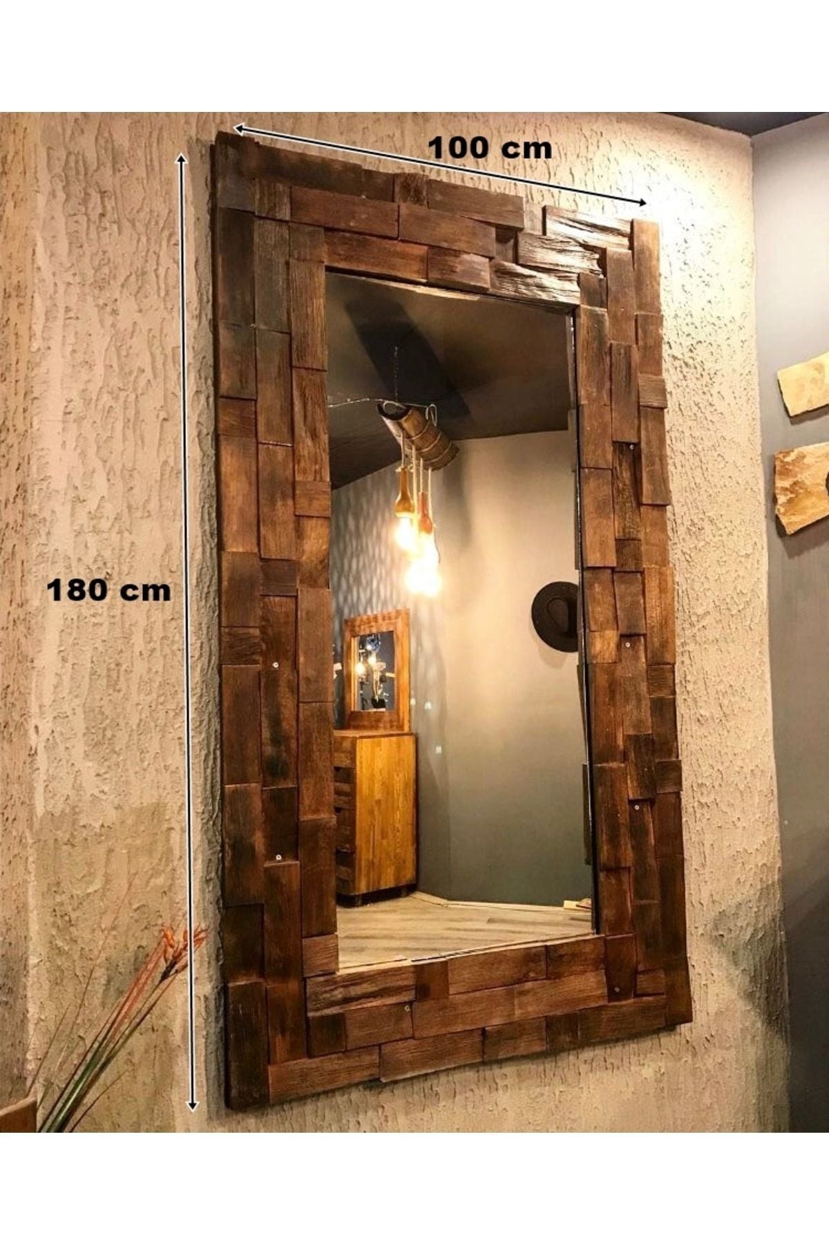 Kütük Ayna - Ladin Doğal Ahşap Boydan Ayna