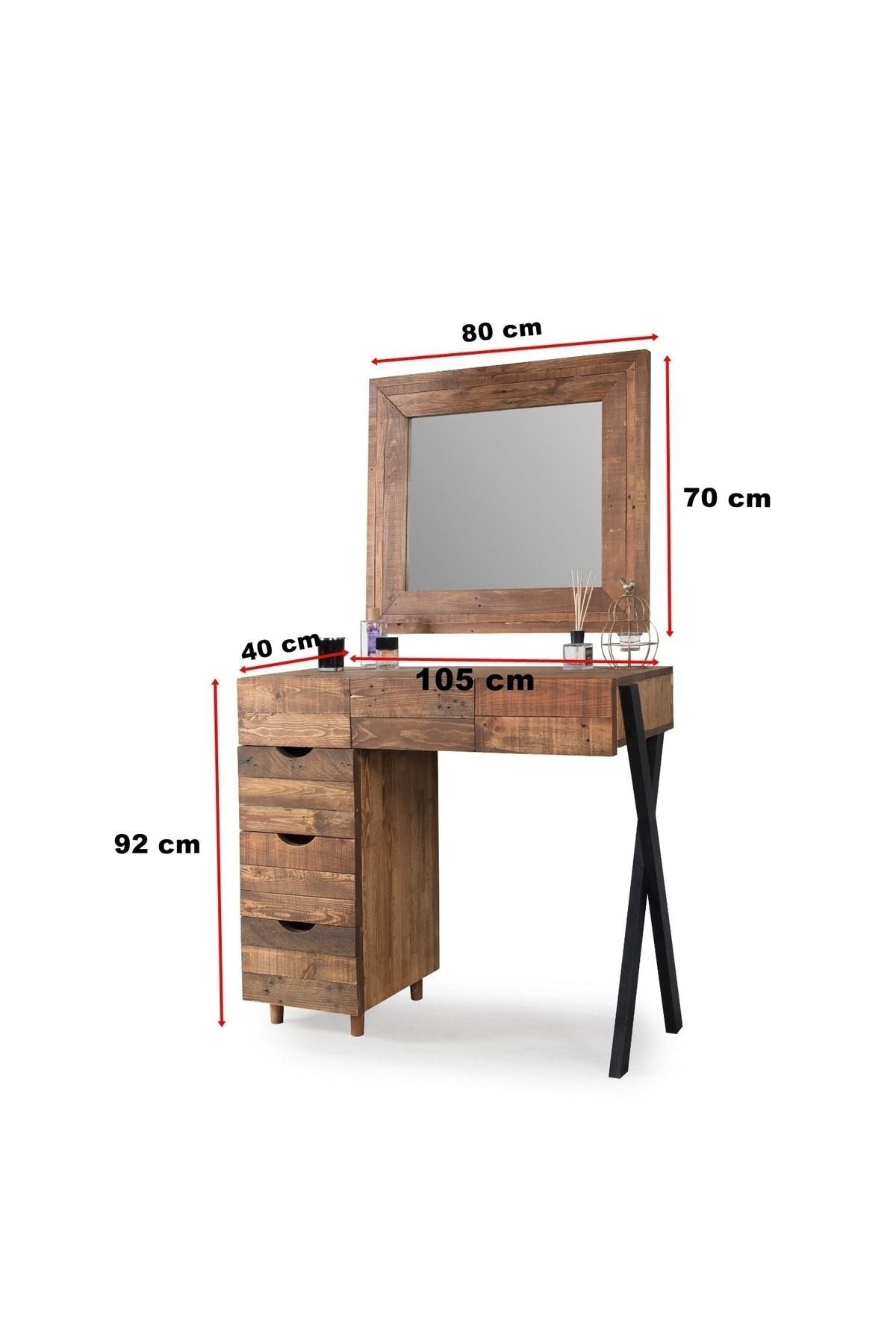 Blush Aynalı Çekmeceli Dresuar Doğal Ladin Ağacı