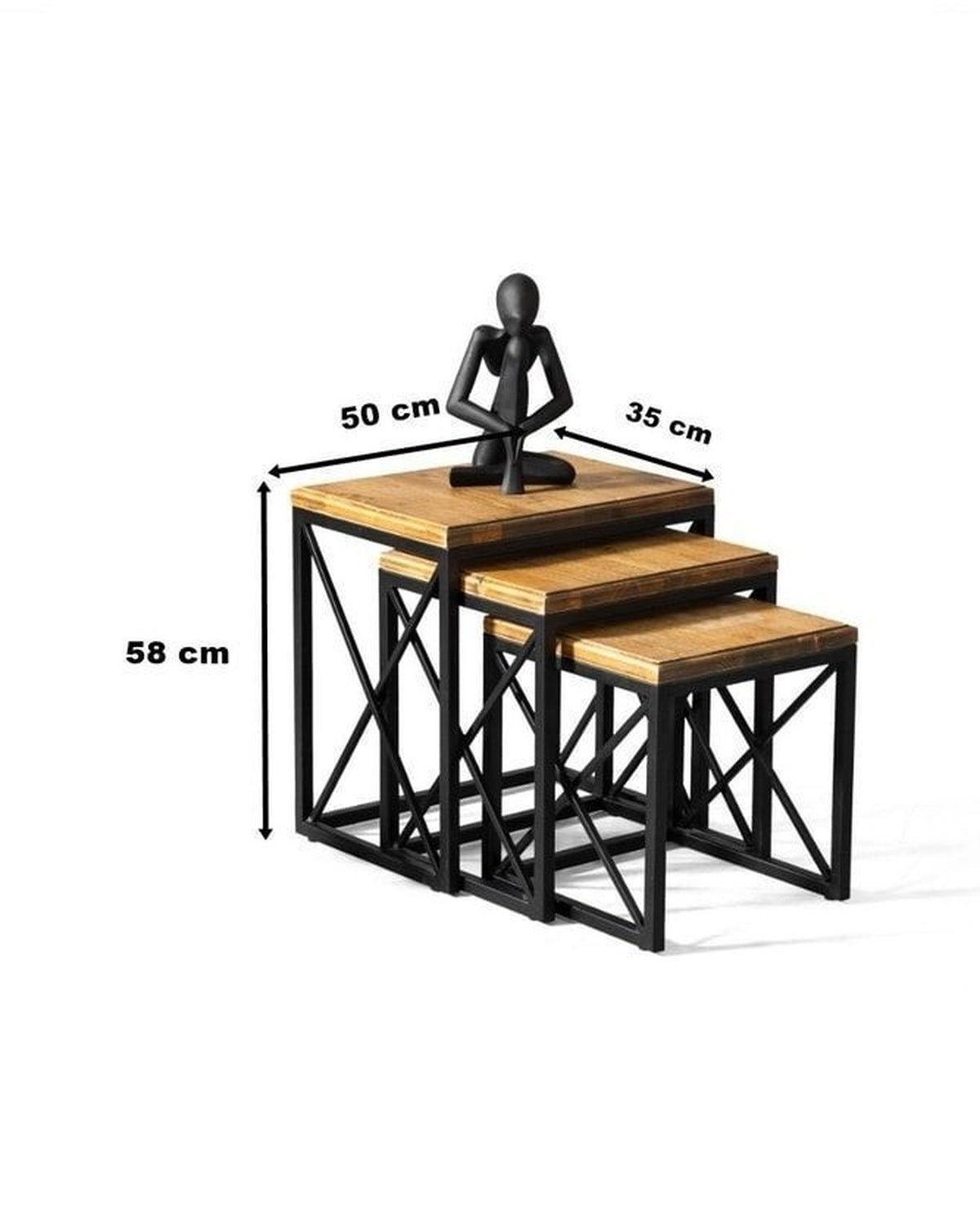 Deko 3-teiliger Satztisch mit Metallbeinen