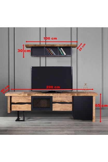 Mustang 2 Parçalı Tv Ünitesi Doğal Ladin Ahşap