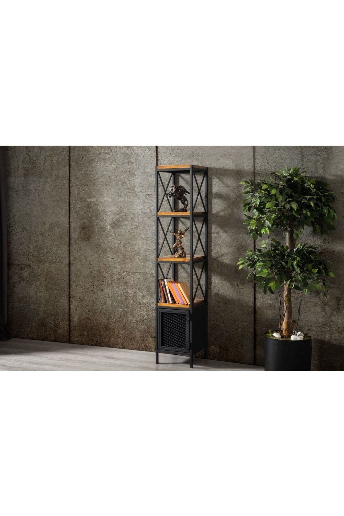 Eiffel 3 Raflı Ve Dolaplı Kitaplık