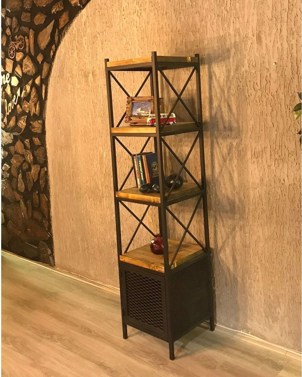Eiffel-Bücherregal mit 3 Regalen und Schränken