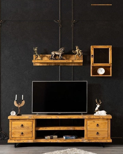 Pronto 3 Piece TV Unit Natural Spruce Wood