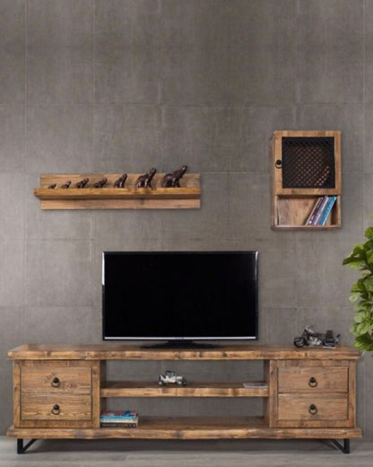 Pronto 3 Piece TV Unit Natural Spruce Wood
