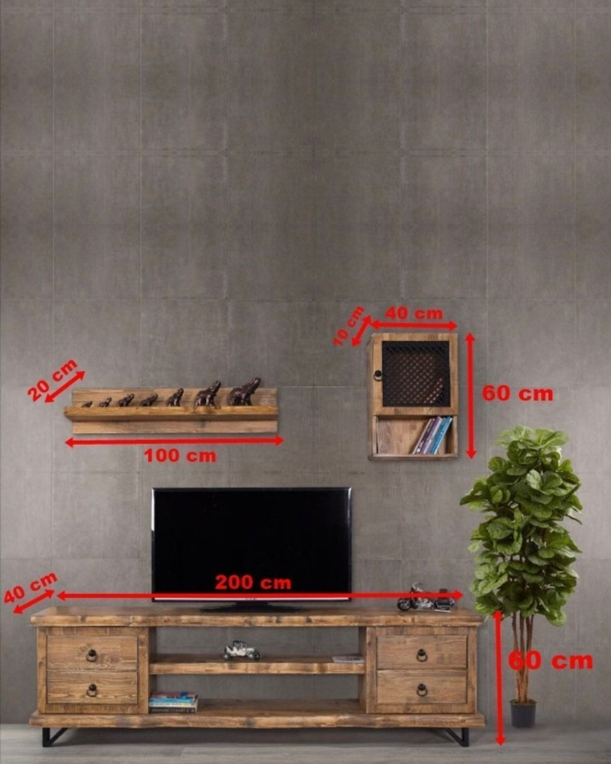 Pronto 3 Piece TV Unit Natural Spruce Wood