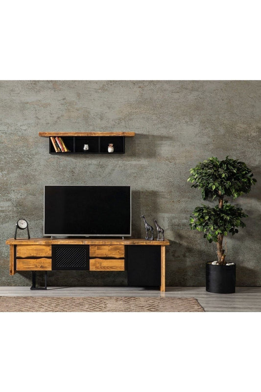 Doğal ladin modern TV ünitesi